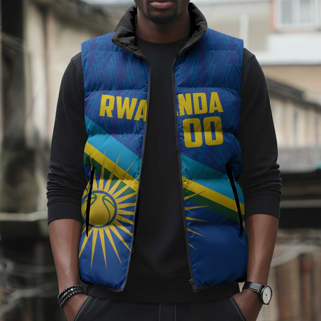 Rwanda Basketball Custom Sleeveless Puffer Jacket Go Champions Imigongo Folk Pattern
