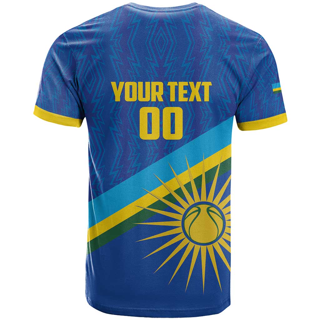 Afro Basketball Custom Rwanda T shirt Go Champions Imigongo Folk Pattern - African Pride