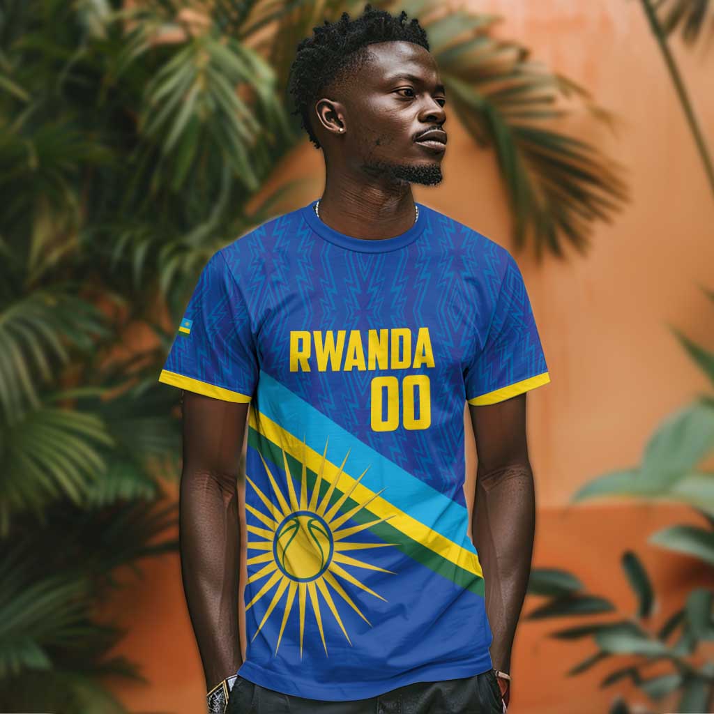 Afro Basketball Custom Rwanda T shirt Go Champions Imigongo Folk Pattern - African Pride