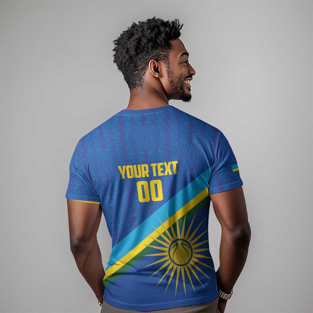 Afro Basketball Custom Rwanda T shirt Go Champions Imigongo Folk Pattern - African Pride