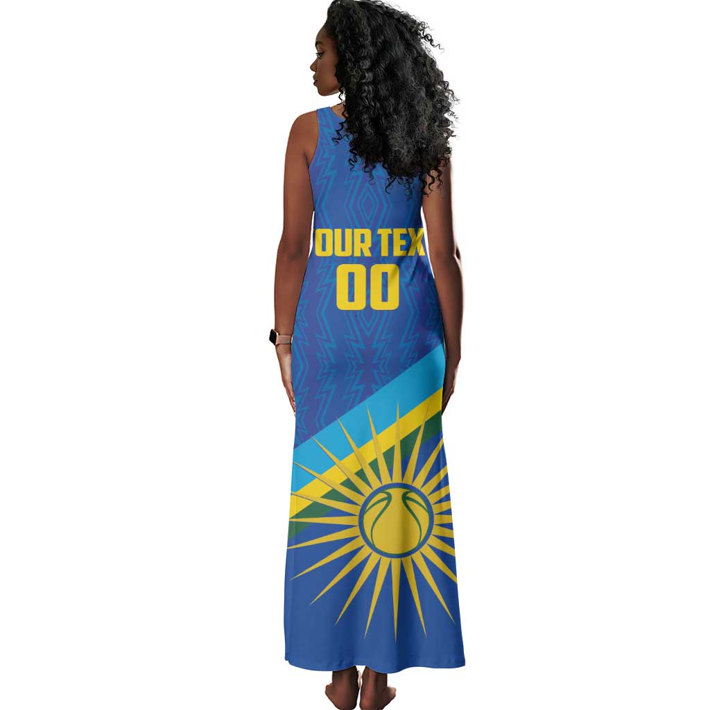 Afro Basketball Custom Rwanda Tank Maxi Dress Go Champions Imigongo Folk Pattern - African Pride