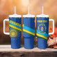 Afro Basketball Custom Rwanda Tumbler With Handle Go Champions Imigongo Folk Pattern - African Pride