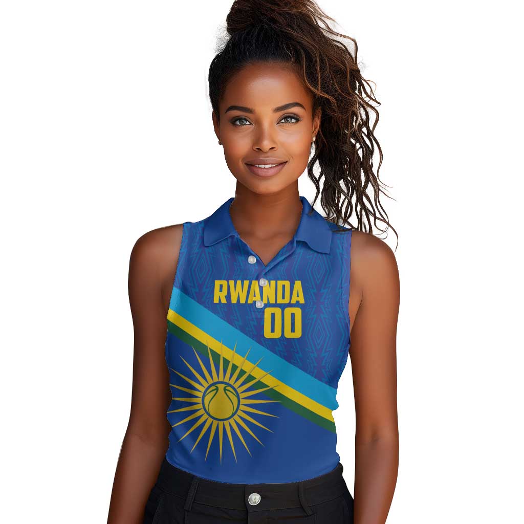 Afro Basketball Custom Rwanda Women Sleeveless Polo Shirt Go Champions Imigongo Folk Pattern - African Pride