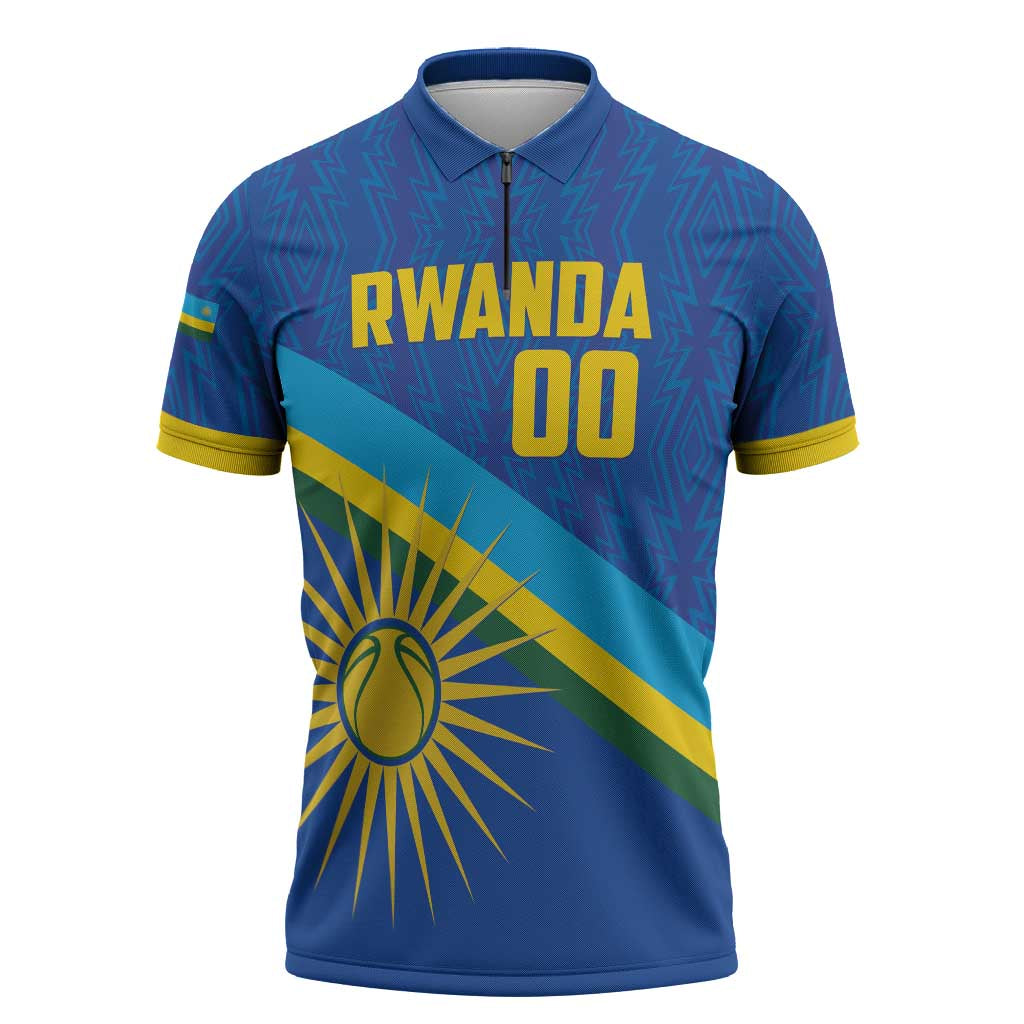 Rwanda Basketball Custom Zipper Polo Shirt Go Champions Imigongo Folk Pattern