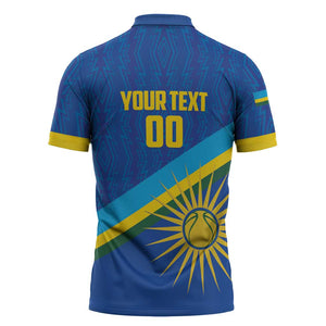 Rwanda Basketball Custom Zipper Polo Shirt Go Champions Imigongo Folk Pattern