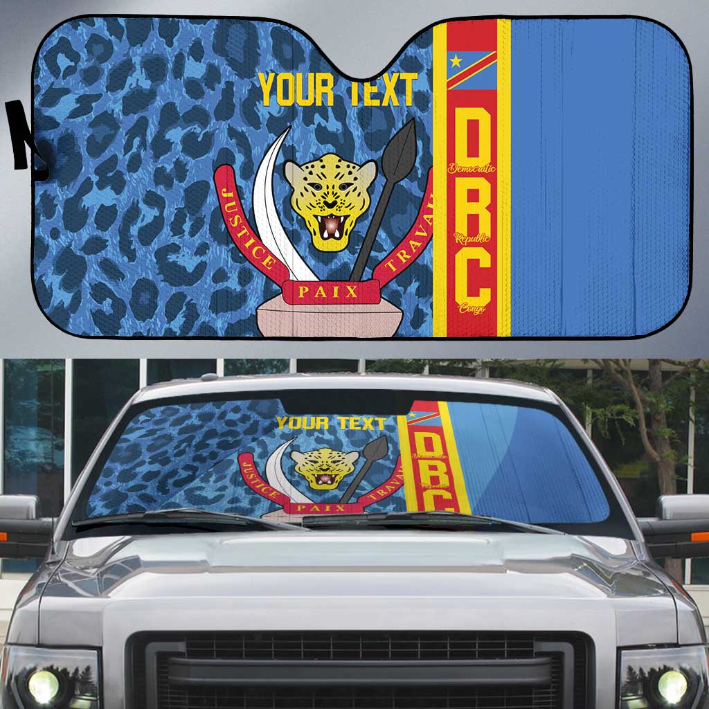 DR Congo Basketball Custom Auto Sun Shade Come On Leopards Skin Pattern