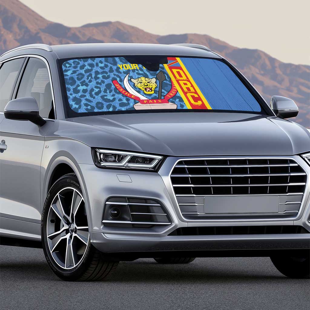 DR Congo Basketball Custom Auto Sun Shade Come On Leopards Skin Pattern