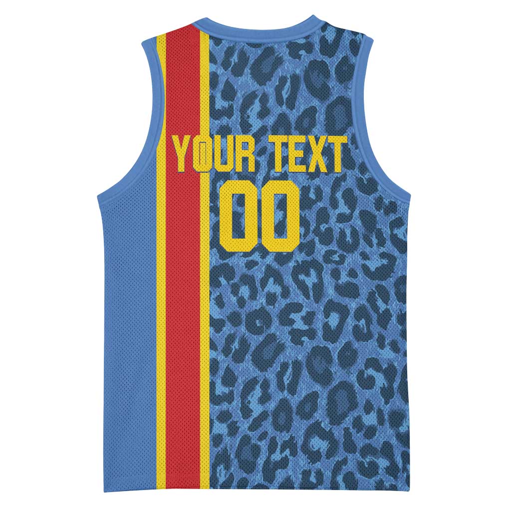 Afro Basketball Custom DR Congo Basketball Jersey Come On Leopards Skin Pattern LT14