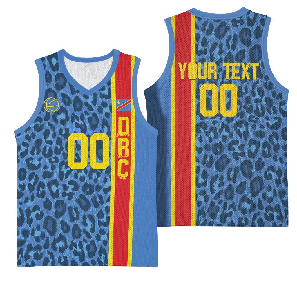 Afro Basketball Custom DR Congo Basketball Jersey Come On Leopards Skin Pattern LT14