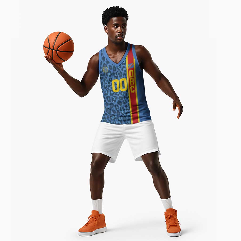 Afro Basketball Custom DR Congo Basketball Jersey Come On Leopards Skin Pattern LT14