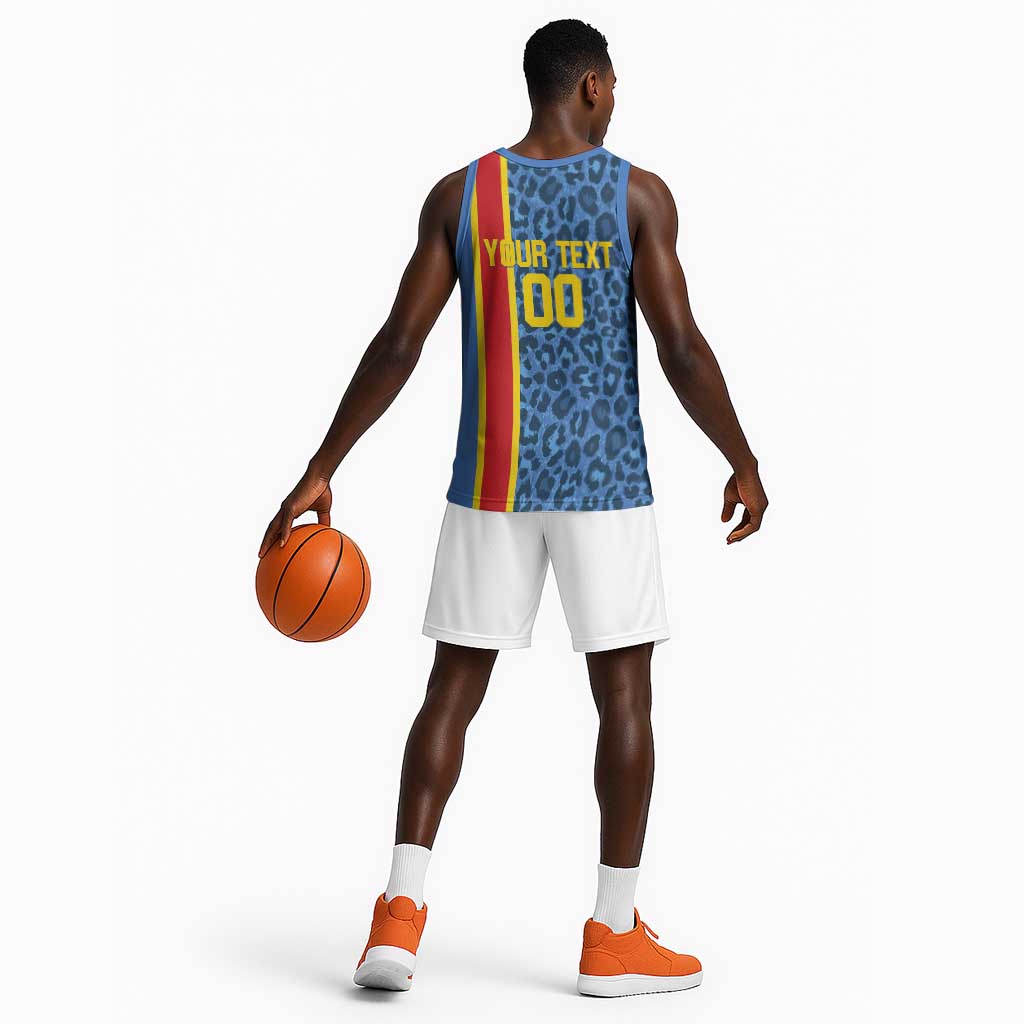 Afro Basketball Custom DR Congo Basketball Jersey Come On Leopards Skin Pattern LT14