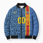 DR Congo Basketball Custom Bomber Puffer Jacket Come On Leopards Skin Pattern