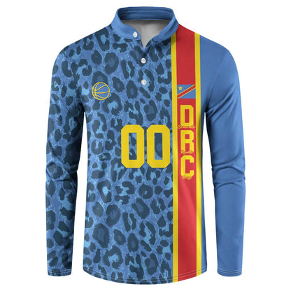 DR Congo Basketball Custom Button Sweatshirt Come On Leopards Skin Pattern