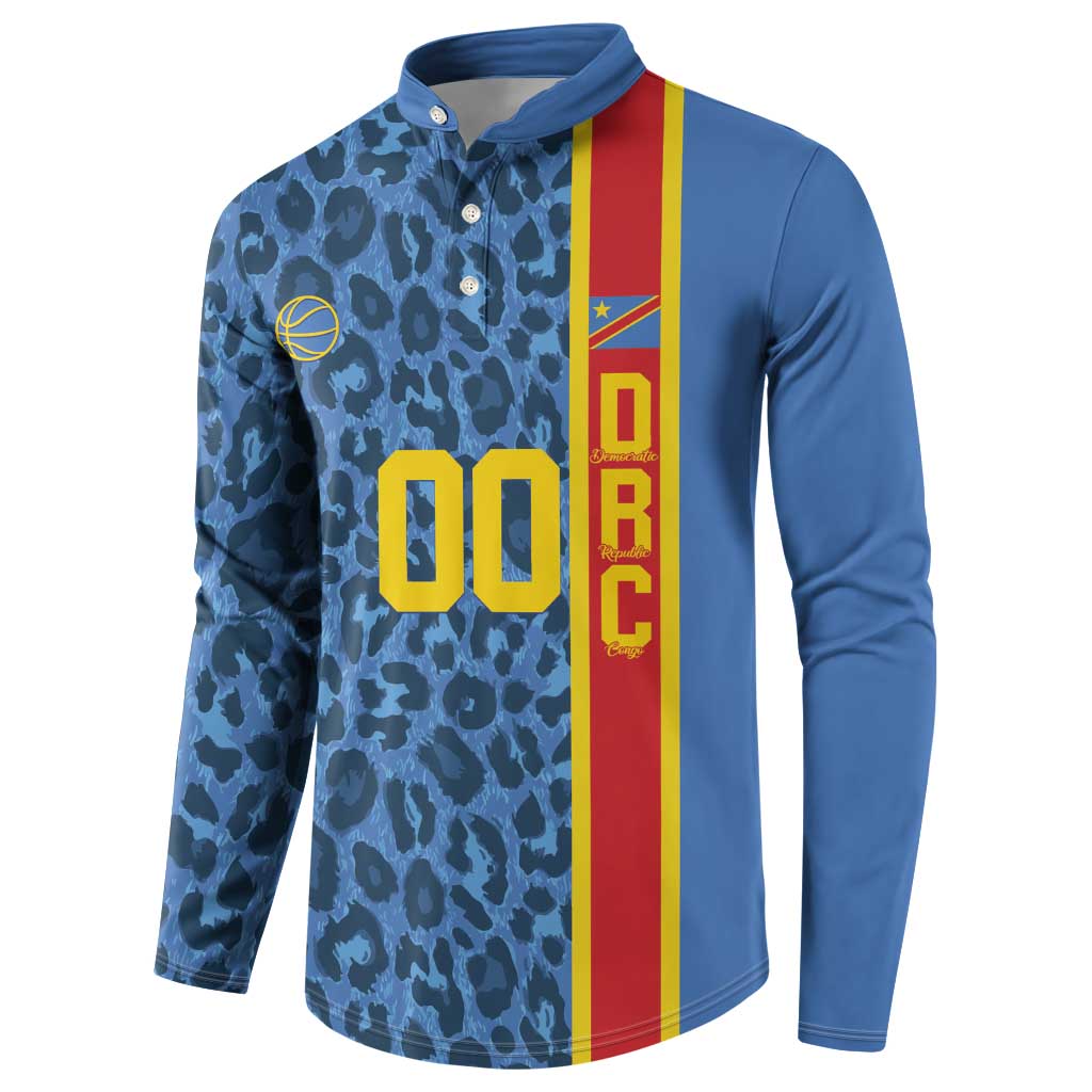 DR Congo Basketball Custom Button Sweatshirt Come On Leopards Skin Pattern