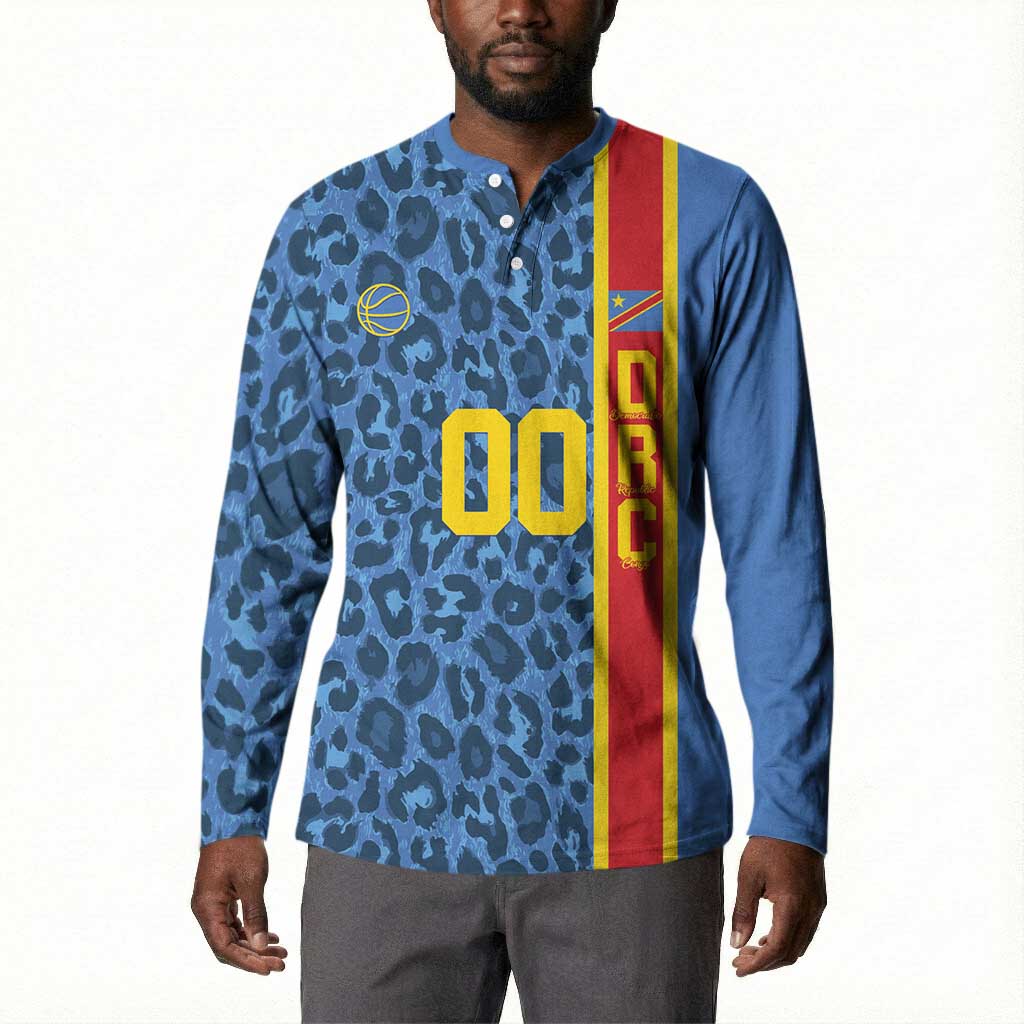 DR Congo Basketball Custom Button Sweatshirt Come On Leopards Skin Pattern