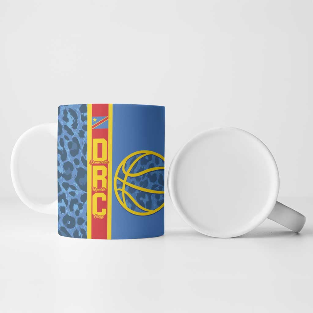 DR Congo Basketball Custom Ceramic Mug Come On Leopards Skin Pattern