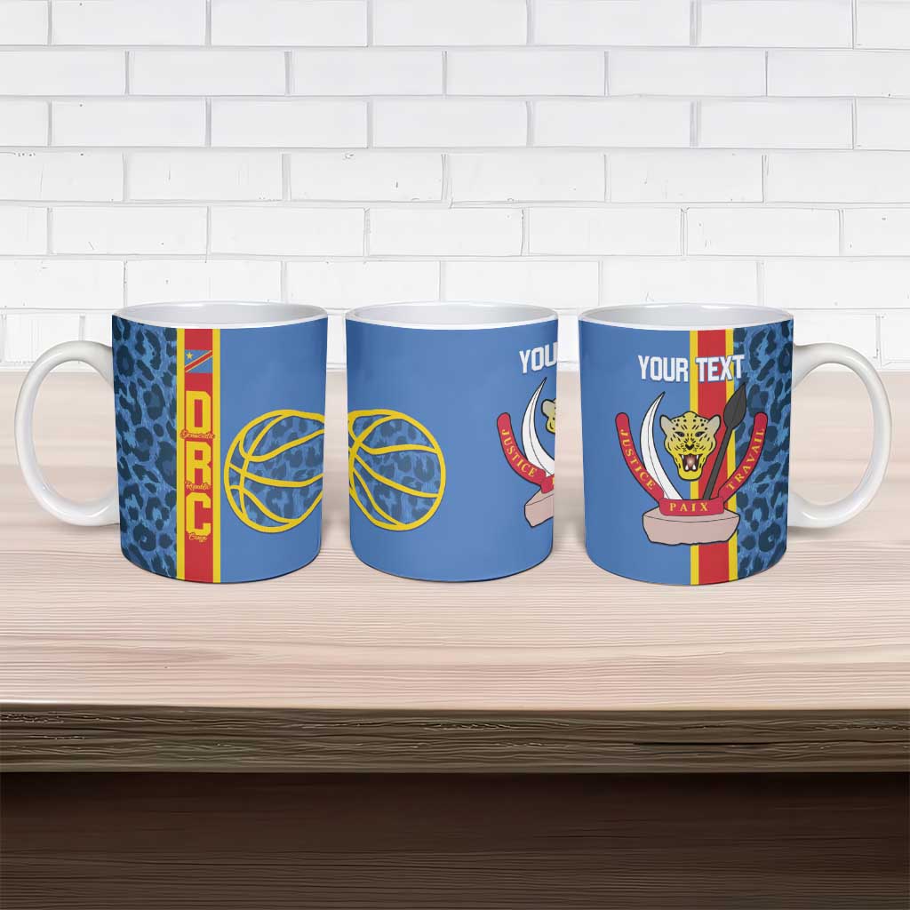 DR Congo Basketball Custom Ceramic Mug Come On Leopards Skin Pattern