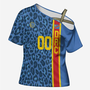 DR Congo Basketball Custom Cross Shoulder Shirt Come On Leopards Skin Pattern