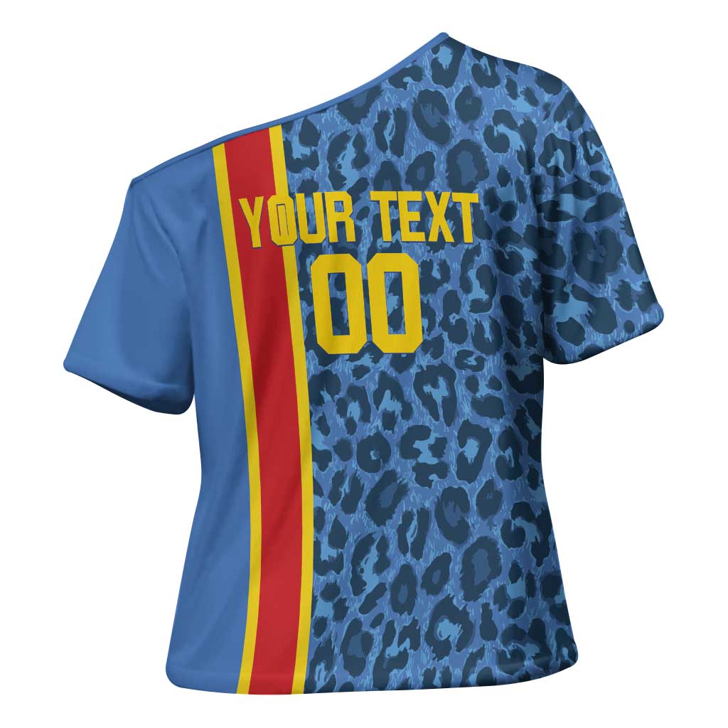 DR Congo Basketball Custom Cross Shoulder Shirt Come On Leopards Skin Pattern