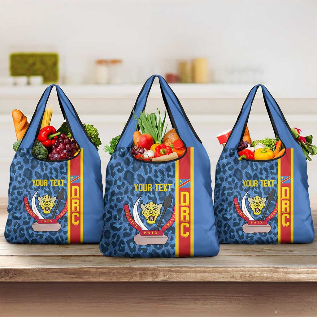 Afro Basketball Custom DR Congo Grocery Bag Come On Leopards Skin Pattern - African Pride
