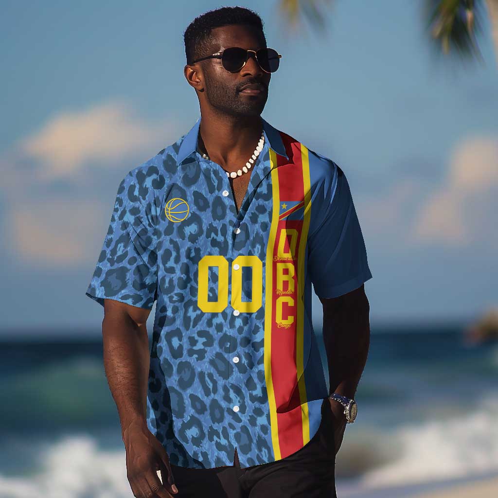 Afro Basketball Custom DR Congo Hawaiian Shirt Come On Leopards Skin Pattern - African Pride