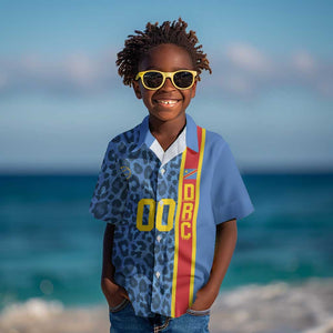 Afro Basketball Custom DR Congo Kid Hawaiian Shirt Come On Leopards Skin Pattern - African Pride