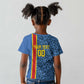 Afro Basketball Custom DR Congo Kid T shirt Come On Leopards Skin Pattern - African Pride