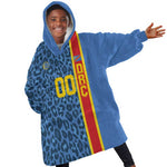 Afro Basketball Custom DR Congo Kid Wearable Blanket Hoodie Come On Leopards Skin Pattern - African Pride