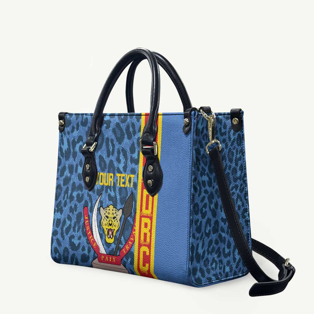 DR Congo Basketball Custom Leather Bag Come On Leopards Skin Pattern