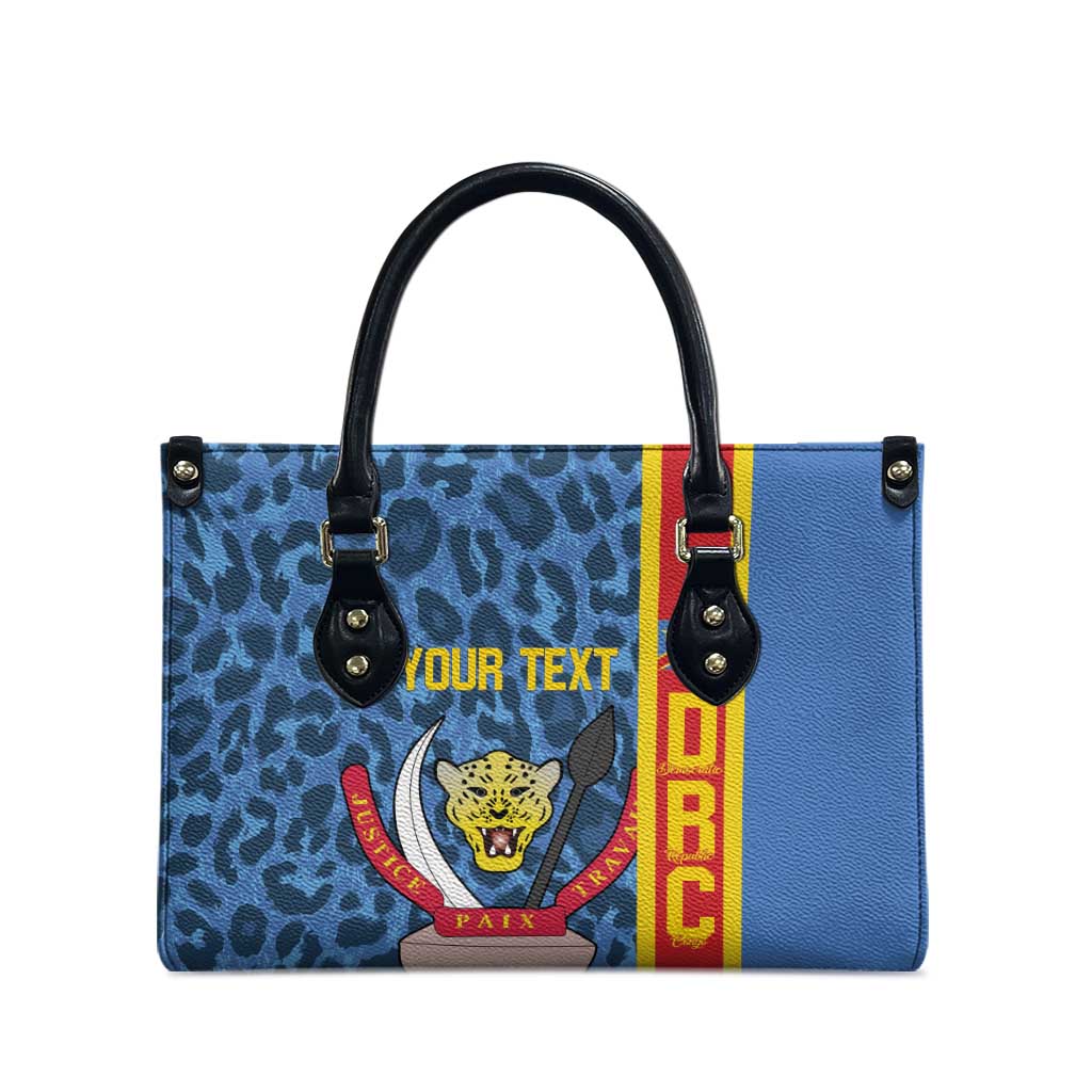 DR Congo Basketball Custom Leather Bag Come On Leopards Skin Pattern