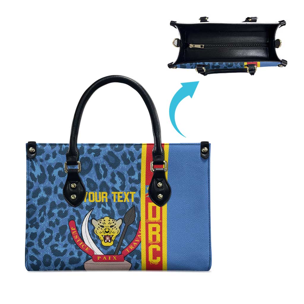 DR Congo Basketball Custom Leather Bag Come On Leopards Skin Pattern