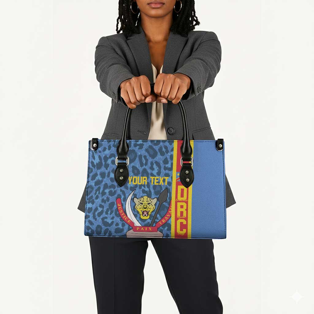 DR Congo Basketball Custom Leather Bag Come On Leopards Skin Pattern