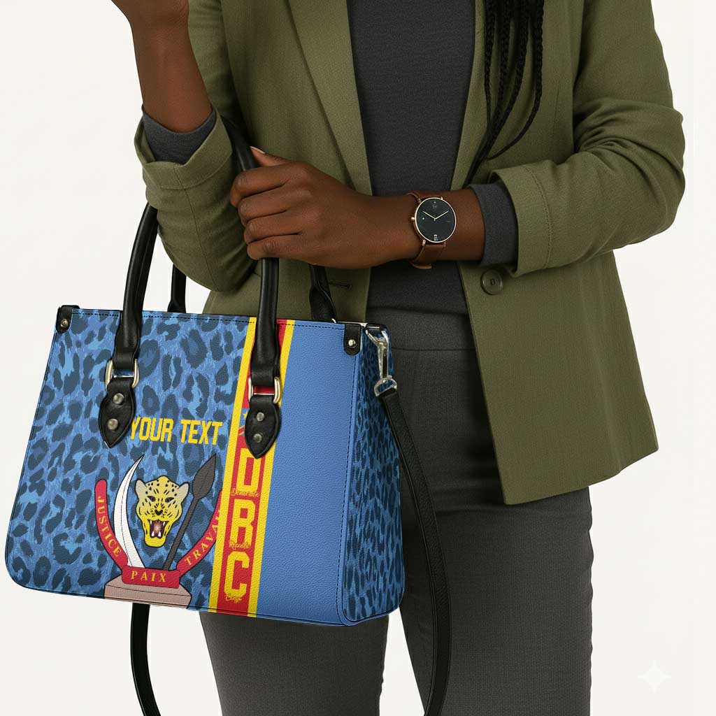 DR Congo Basketball Custom Leather Bag Come On Leopards Skin Pattern