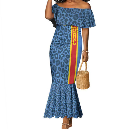 Afro Basketball Custom DR Congo Mermaid Dress Come On Leopards Skin Pattern - African Pride