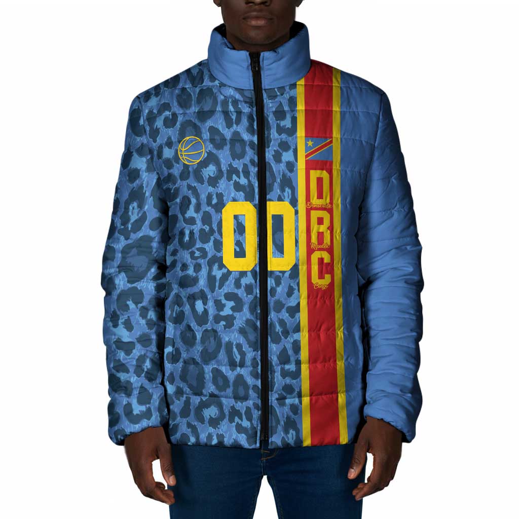 DR Congo Basketball Custom Padded Jacket Come On Leopards Skin Pattern