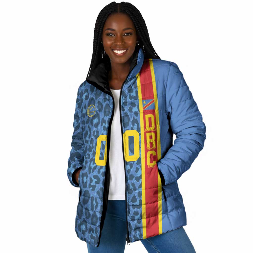 DR Congo Basketball Custom Padded Jacket Come On Leopards Skin Pattern