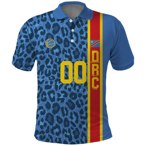 Afro Basketball Custom DR Congo Polo Shirt Come On Leopards Skin Pattern - African Pride
