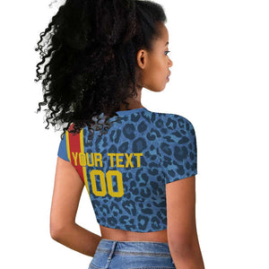Afro Basketball Custom DR Congo Raglan Cropped T shirt Come On Leopards Skin Pattern - African Pride