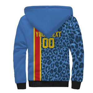 Afro Basketball Custom DR Congo Sherpa Hoodie Come On Leopards Skin Pattern - African Pride