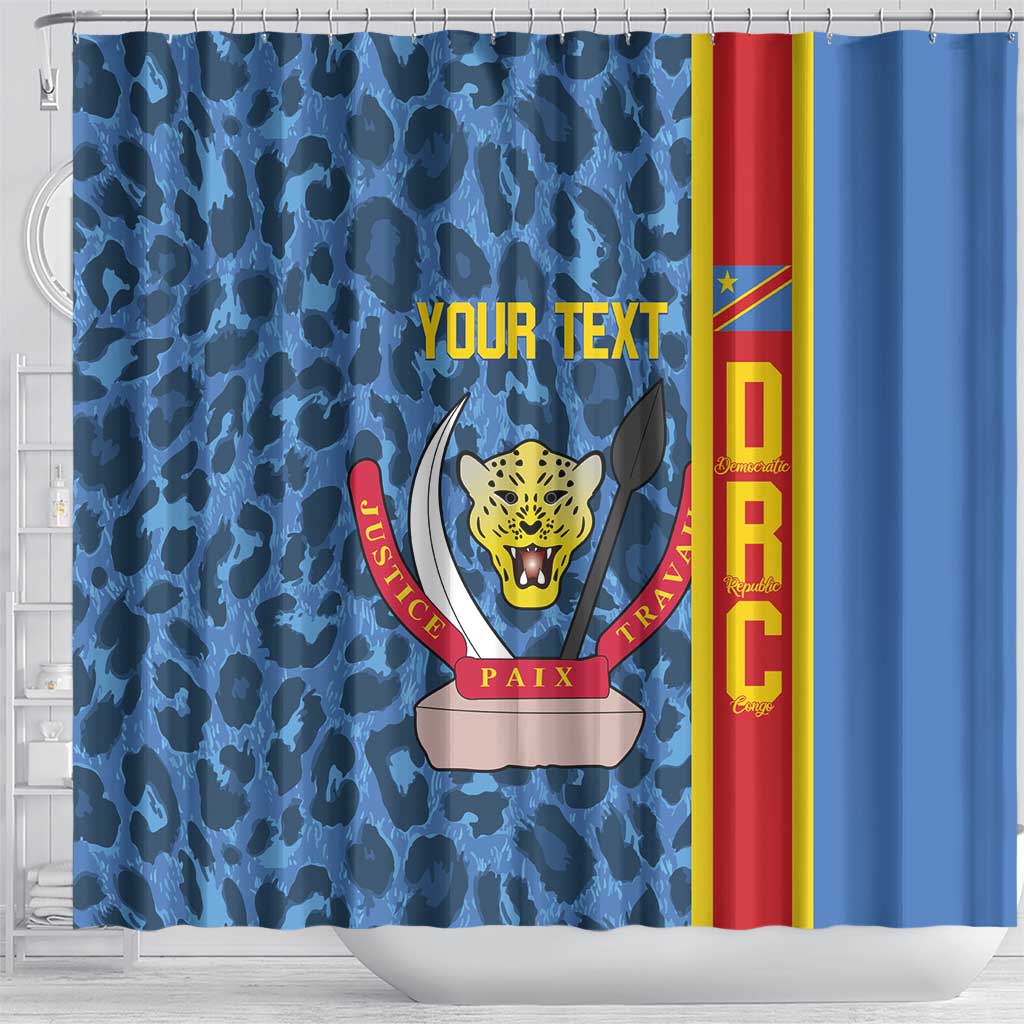 Afro Basketball Custom DR Congo Shower Curtain Come On Leopards Skin Pattern - African Pride