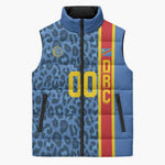 DR Congo Basketball Custom Sleeveless Puffer Jacket Come On Leopards Skin Pattern
