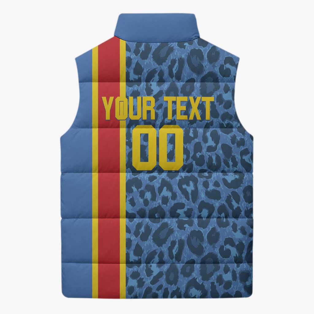 DR Congo Basketball Custom Sleeveless Puffer Jacket Come On Leopards Skin Pattern