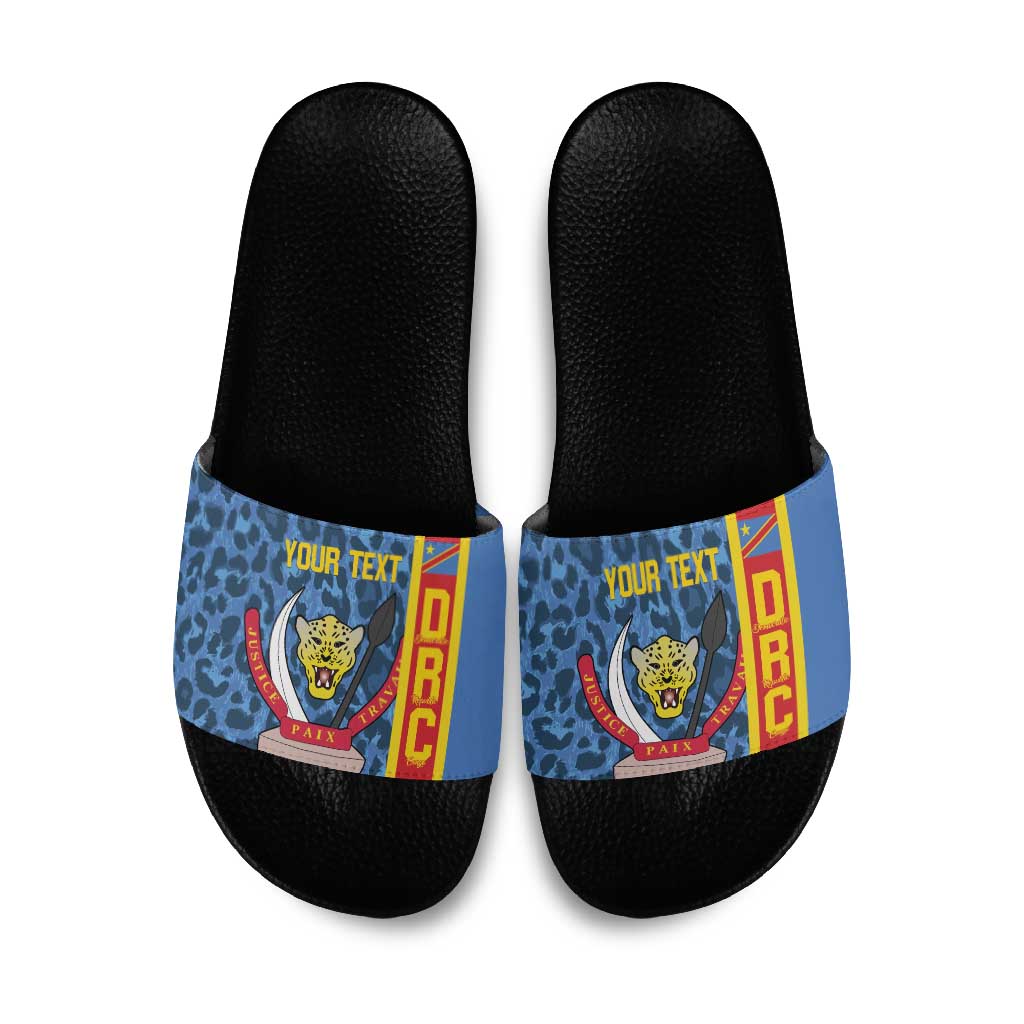 DR Congo Basketball Custom Slide Sandals Come On Leopards Skin Pattern