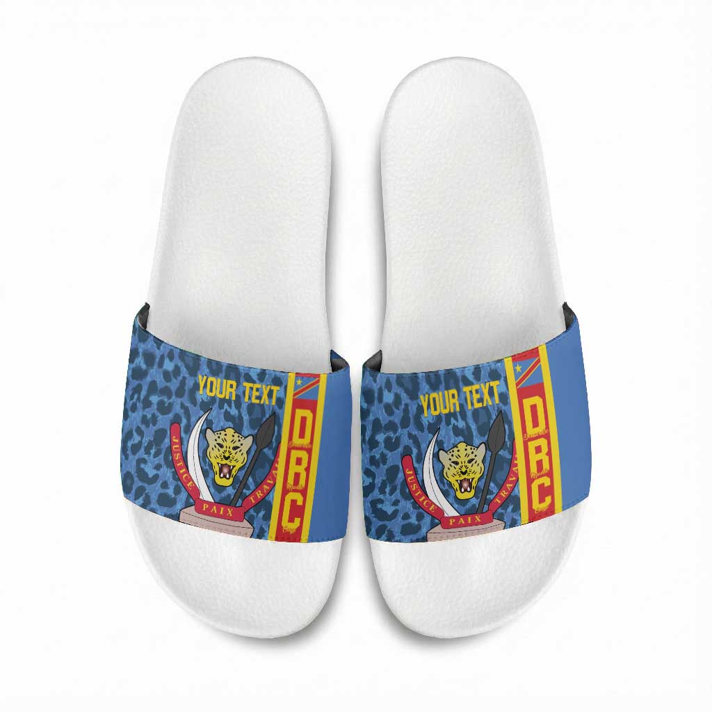 DR Congo Basketball Custom Slide Sandals Come On Leopards Skin Pattern