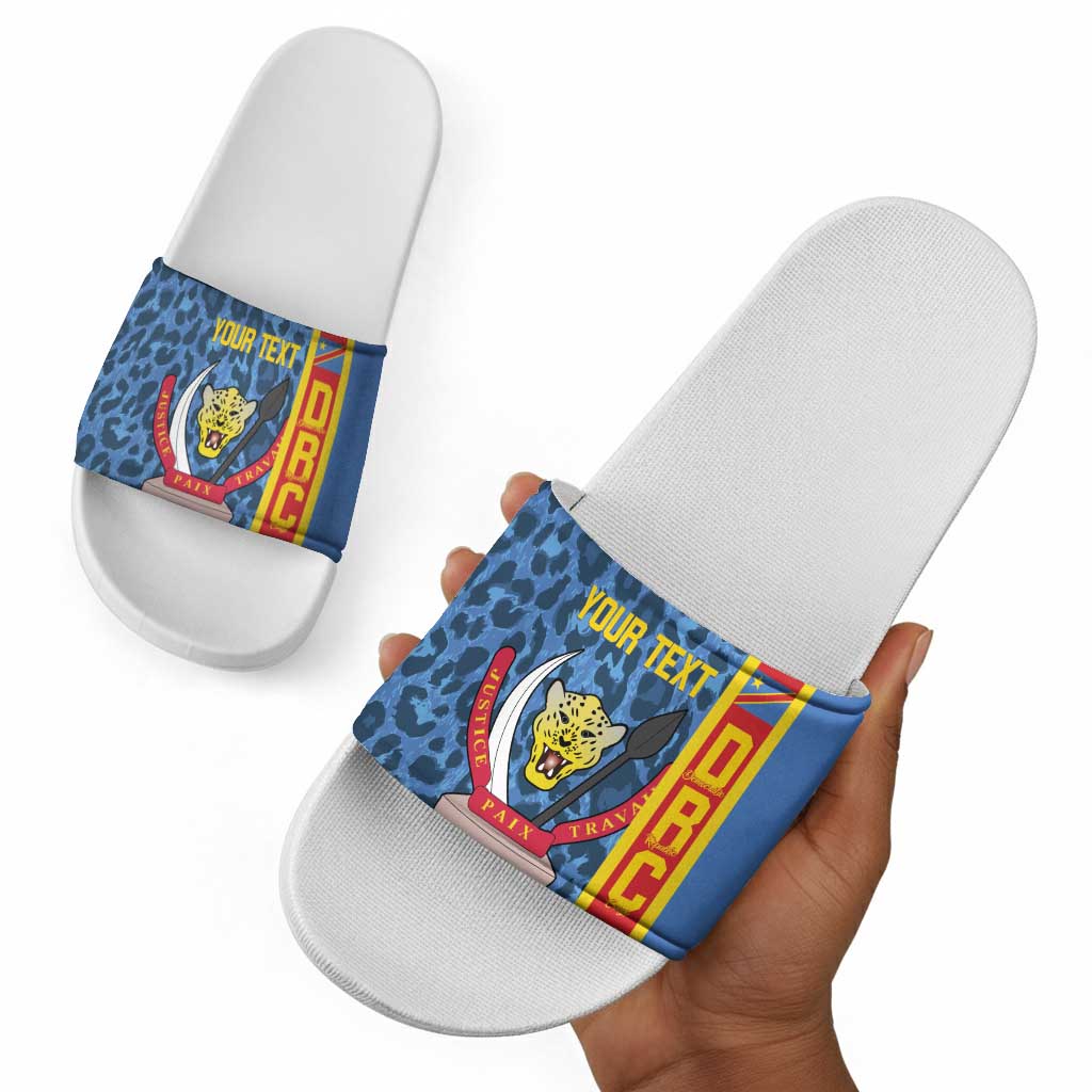 DR Congo Basketball Custom Slide Sandals Come On Leopards Skin Pattern