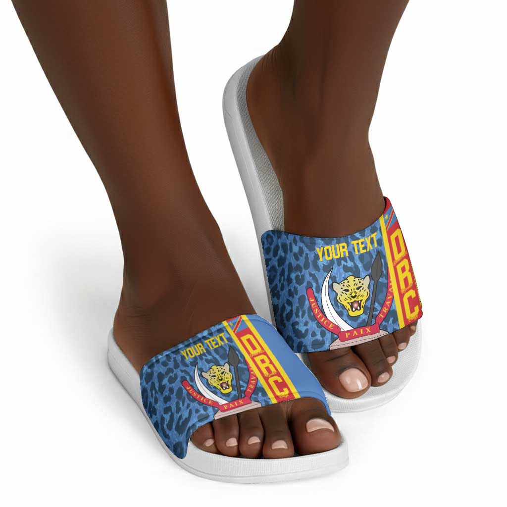 DR Congo Basketball Custom Slide Sandals Come On Leopards Skin Pattern