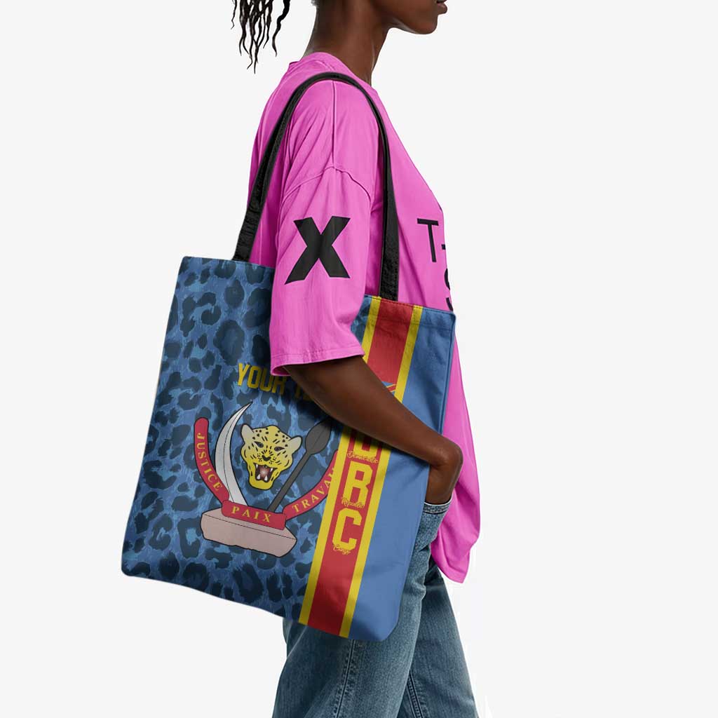 DR Congo Basketball Custom Tote Bag Come On Leopards Skin Pattern
