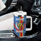 Afro Basketball Custom DR Congo Tumbler With Handle Come On Leopards Skin Pattern - African Pride