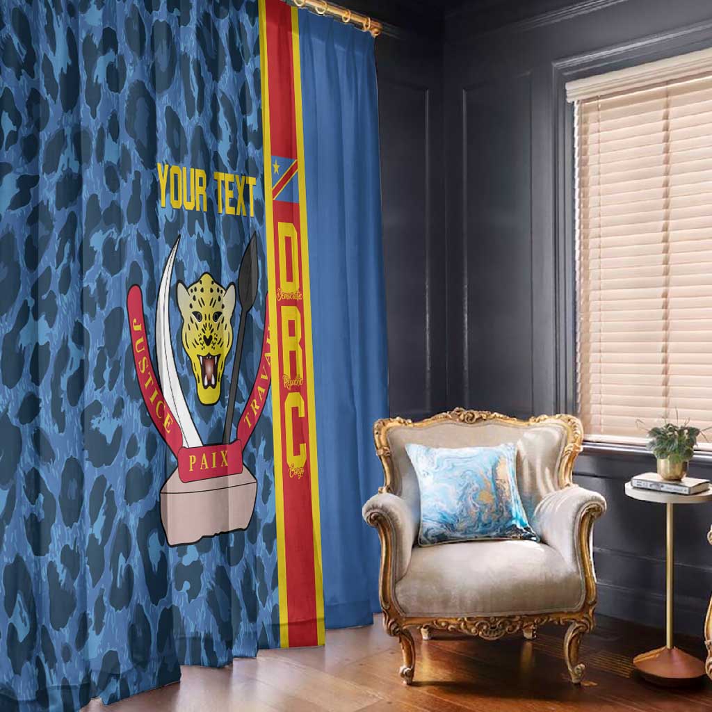 Afro Basketball Custom DR Congo Window Curtain Come On Leopards Skin Pattern - African Pride