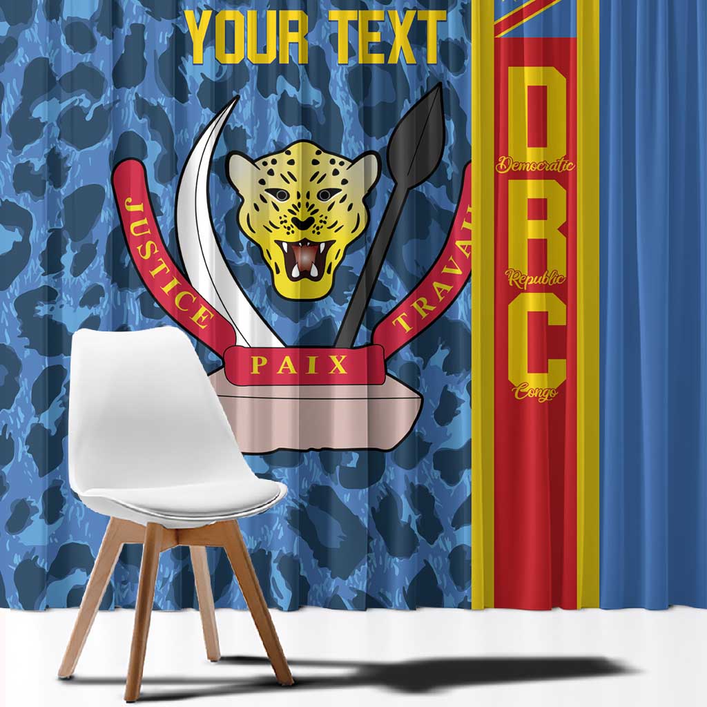 Afro Basketball Custom DR Congo Window Curtain Come On Leopards Skin Pattern - African Pride